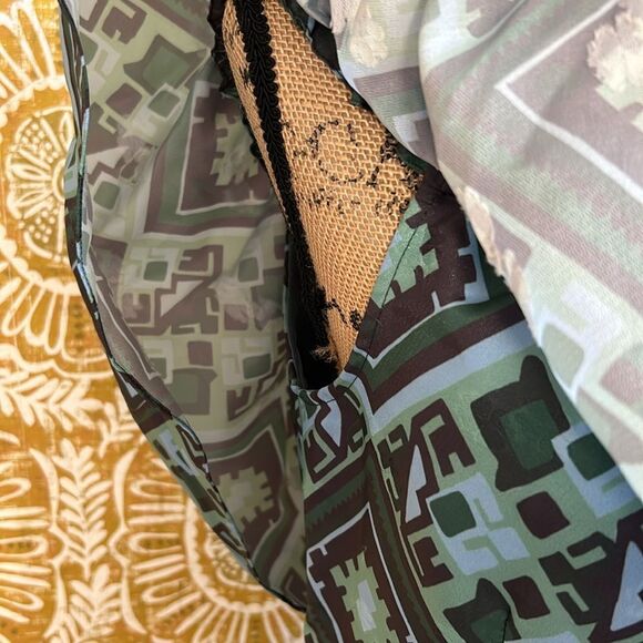 NWOT Baum Und Pferdgarten Alice Geo Print Off Shoulder Mini Dress Green/Blue M - Picture 10 of 15